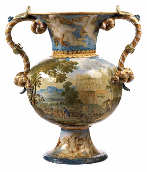 Detailabbildung: Majolika-Vase von Carlo Antonio Grue, 1655 - 1723