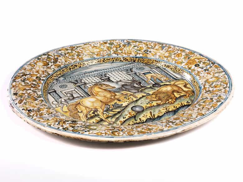 Detailabbildung: Große Majolika-Platte von Francesco Grue, 1618 - 1673 und Werkstatt
