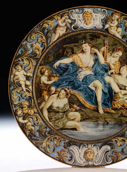 Detailabbildung: Majolika-Platte von Carlo Antonio Grue, 1655 - 1723