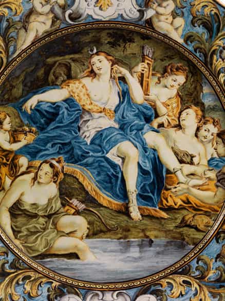 Detailabbildung: Majolika-Platte von Carlo Antonio Grue, 1655 - 1723