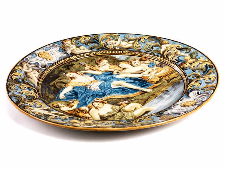Detailabbildung: Majolika-Platte von Carlo Antonio Grue, 1655 - 1723