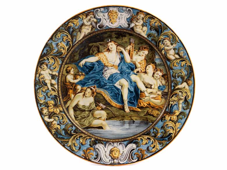 Detailabbildung: Majolika-Platte von Carlo Antonio Grue, 1655 - 1723