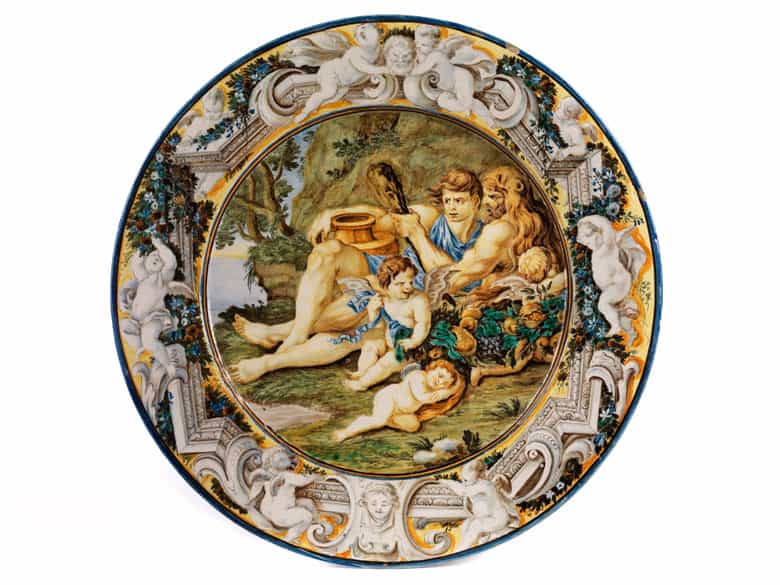 Detailabbildung: Majolika-Platte von Carlo Antonio Grue, 1655 - 1723