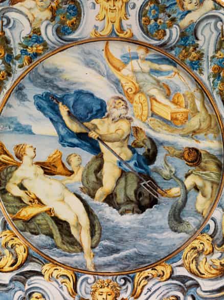 Detailabbildung: Majolika-Teller von Carlo Antonio Grue, 1655 - 1723