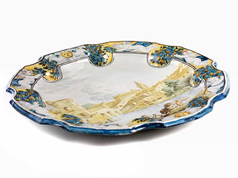 Detailabbildung:  Große Majolika-Platte von Aurelio Grue, 1699 - 1751
