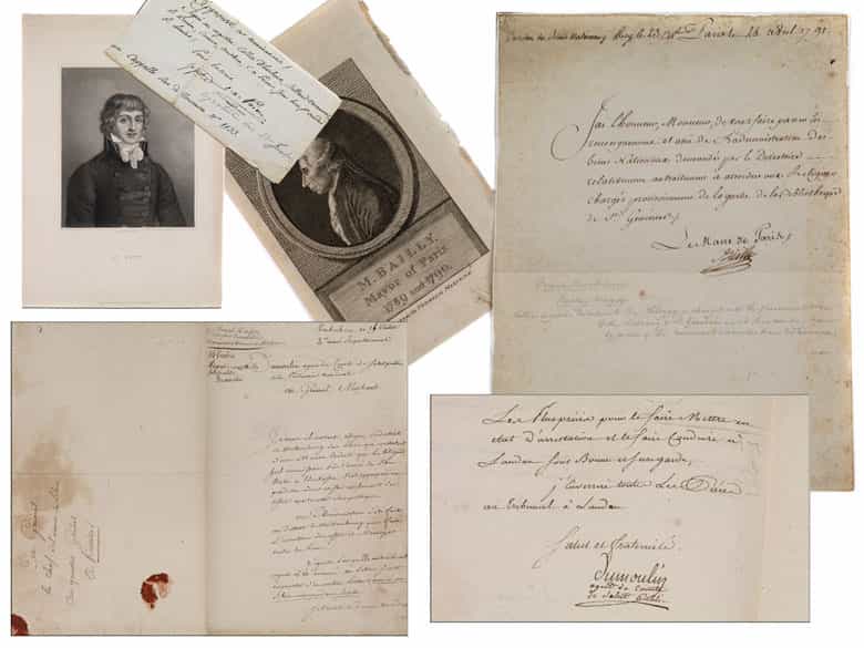 Detailabbildung:  Konvolut von Stichen und Autographen aus der Zeit der Französischen Revolution