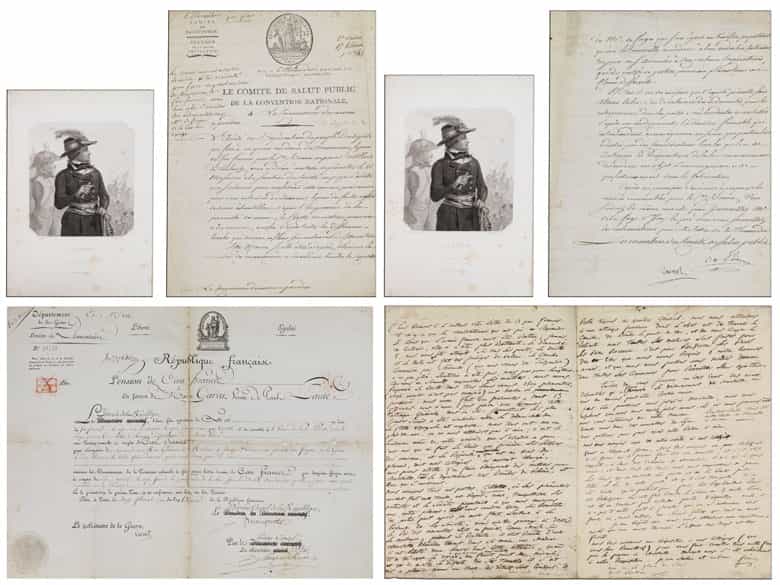 Detailabbildung:  Konvolut von Stichen und Autographen aus der Zeit der Französischen Revolution