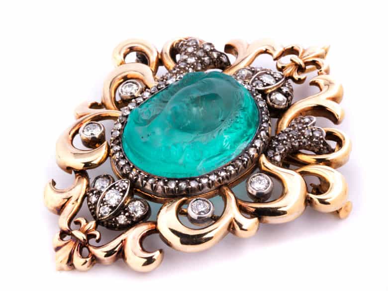 Detailabbildung:  Smaragd-Kameebrosche