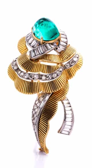 Detailabbildung:  Smaragd-Diamantbrosche von Mauboussin