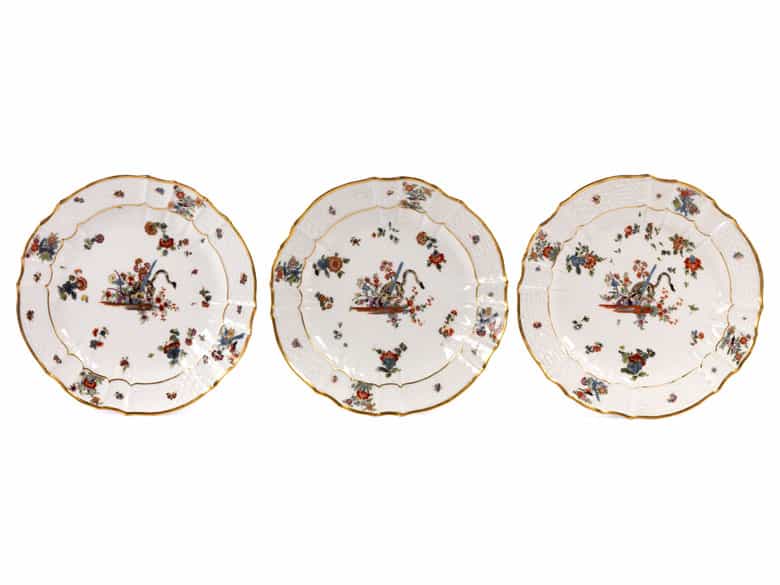 Detailabbildung: Sechs Meissener Teller mit Kakiemon -Dekor