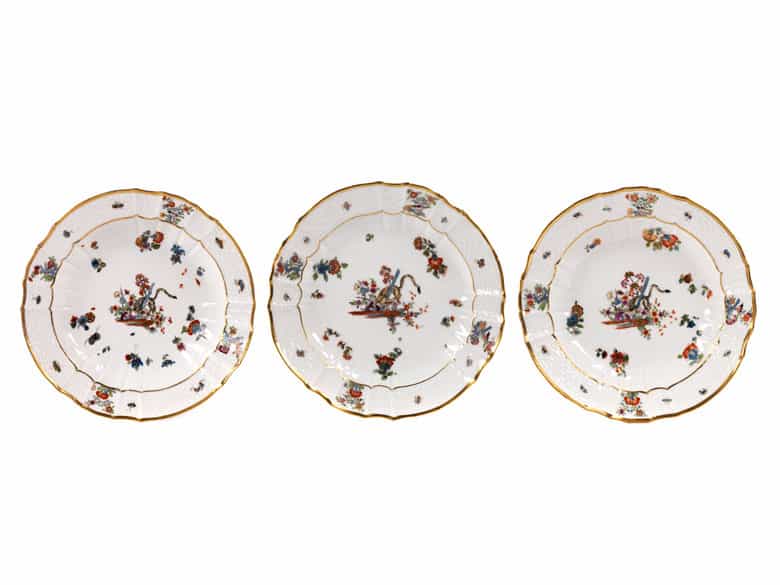 Detailabbildung: Sechs Meissener Teller mit Kakiemon -Dekor