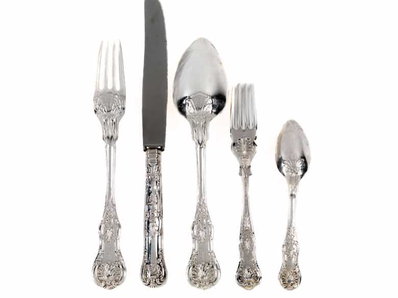 Detailabbildung: Seltenes Silberbesteck für König Friedrich Wilhelm IV
