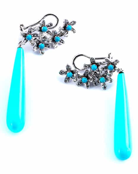 Detailabbildung:  Türkis-Brillantohrhänger 