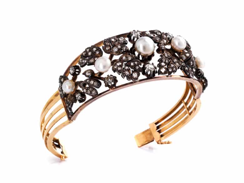 Detailabbildung: Antiker Armreif mit Naturperlen