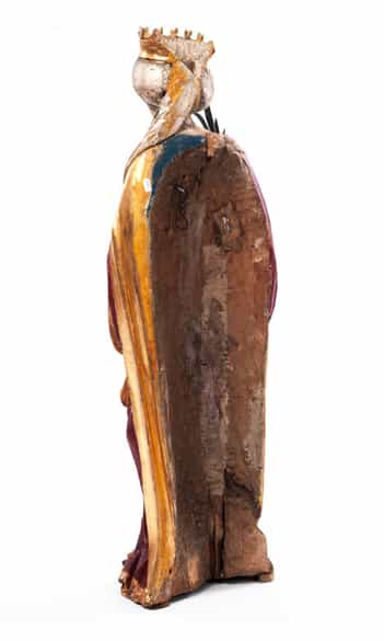 Detailabbildung:  Spätgotische Schnitzfigur der Heiligen Clara