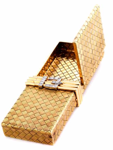 Detailabbildung: Goldene Kosmetikbox mit Diamanten