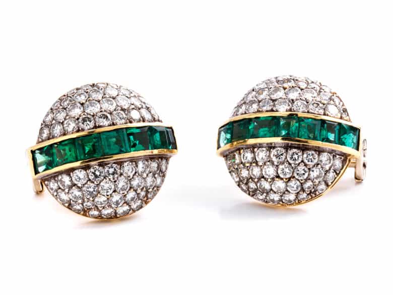 Detailabbildung:  Smaragd-Brillant-Ohrclipse