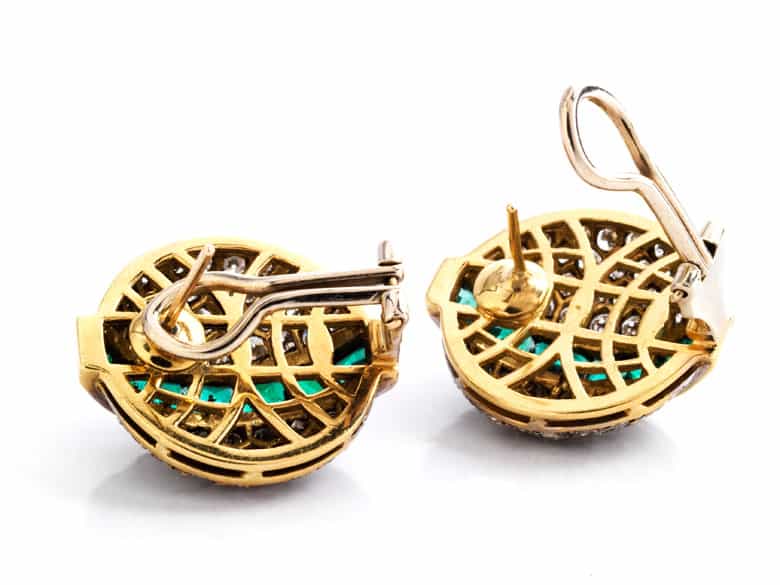 Detailabbildung:  Smaragd-Brillant-Ohrclipse