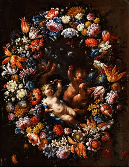 Detailabbildung: Michele Rocca, genannt ''il Parmigianino'' 1666 Parma - zuletzt 1751 in Venedig nachweisbar und Abraham Brueghel, 1631 - 1697, zug.