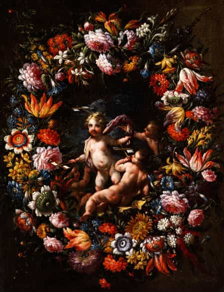 Detailabbildung: Michele Rocca, genannt ''il Parmigianino'' 1666 Parma - zuletzt 1751 in Venedig nachweisbar und Abraham Brueghel, 1631 - 1697, zug.