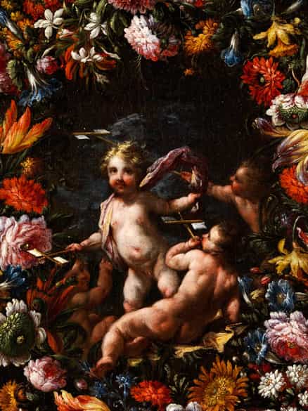 Detailabbildung: Michele Rocca, genannt ''il Parmigianino'' 1666 Parma - zuletzt 1751 in Venedig nachweisbar und Abraham Brueghel, 1631 - 1697, zug.