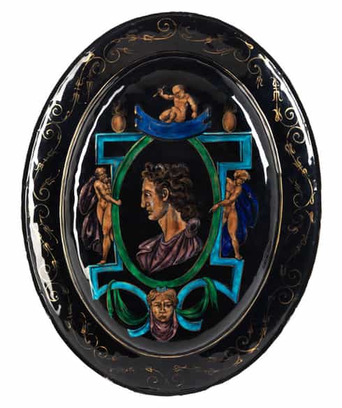 Detailabbildung:  Ovale Schale mit Limoges-Emailmalerei