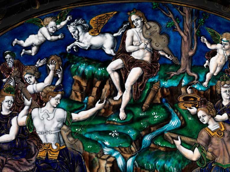 Detailabbildung:  Ovale Schale mit Limoges-Emailmalerei