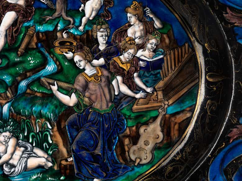 Detailabbildung:  Ovale Schale mit Limoges-Emailmalerei