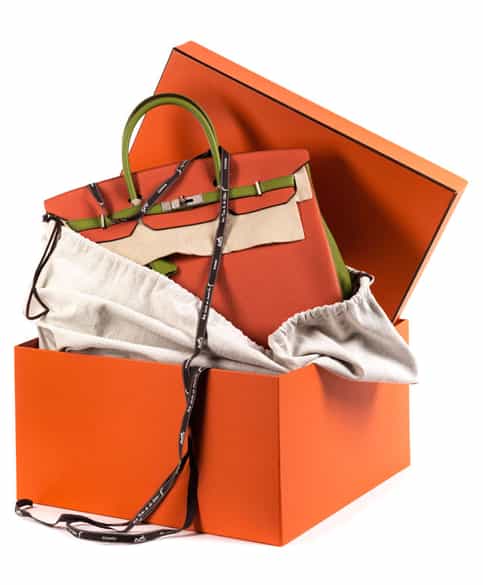 Detailabbildung: † Hermès Birkin Bag 40 cm Special Order Horseshoe Orange & Vert Anis 