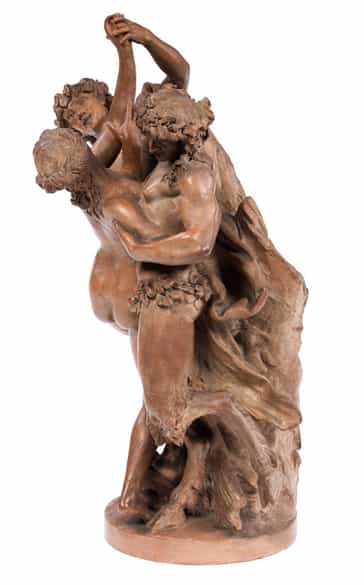 Detailabbildung: Große Terrakotte-Figurengruppe Bacchanal nach Modell von Claude Michel Claudion, 1738 Nancy - 1814 Paris