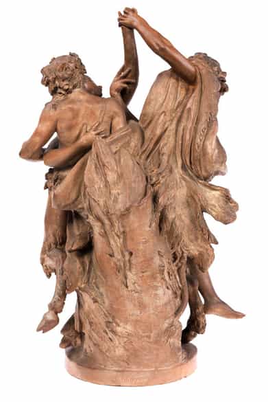Detailabbildung: Große Terrakotte-Figurengruppe Bacchanal nach Modell von Claude Michel Claudion, 1738 Nancy - 1814 Paris