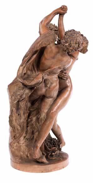 Detailabbildung: Große Terrakotte-Figurengruppe Bacchanal nach Modell von Claude Michel Claudion, 1738 Nancy - 1814 Paris