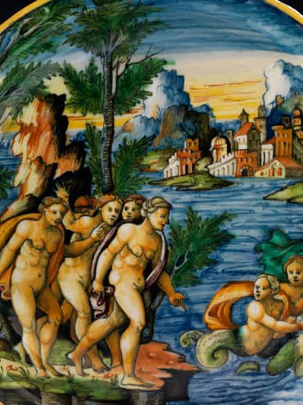 Detailabbildung: Majolika-Schale mit Istoriato-Dekor