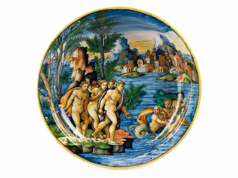 Detailabbildung: Majolika-Schale mit Istoriato-Dekor