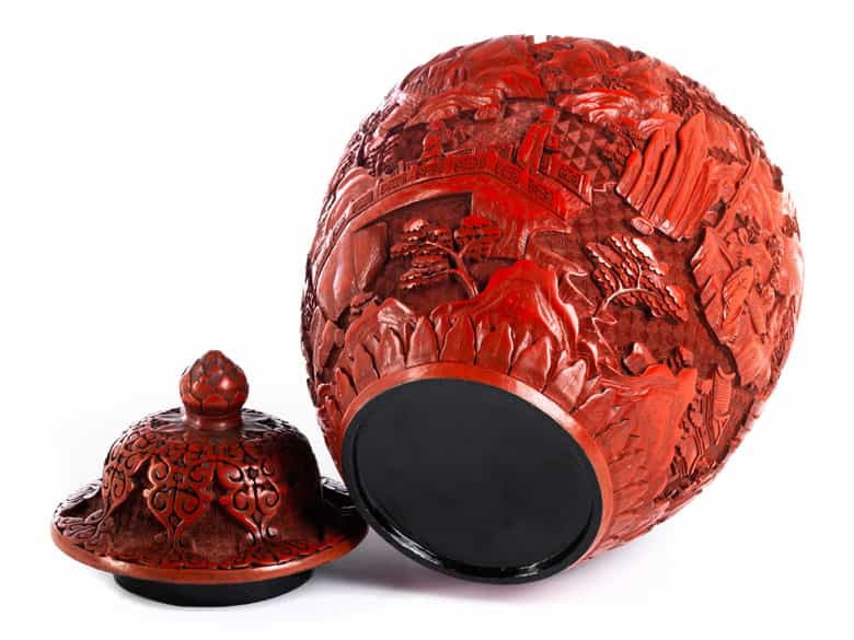 Detailabbildung:  Feine chinesische Rotlackvase