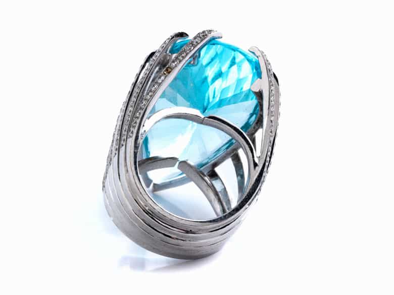 Detailabbildung:  Aquamarin-Brillantring