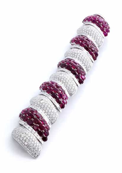 Detailabbildung:  Rubin-Diamantarmband