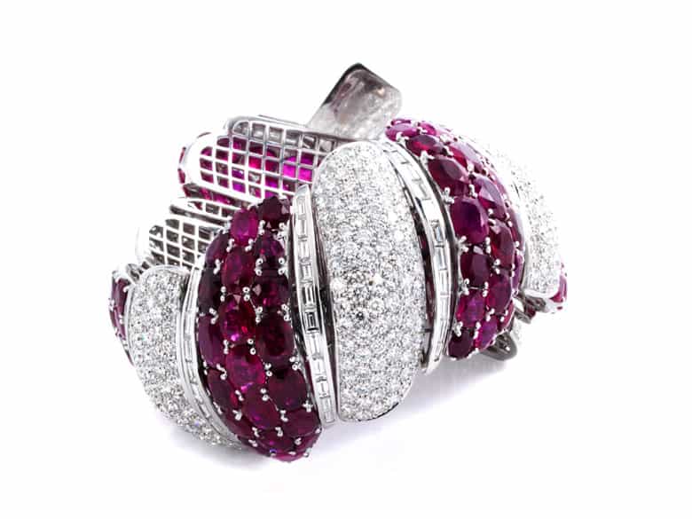 Detailabbildung:  Rubin-Diamantarmband