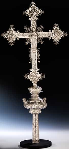 Detailabbildung:  Venezianisches Vortragekreuz in Silber