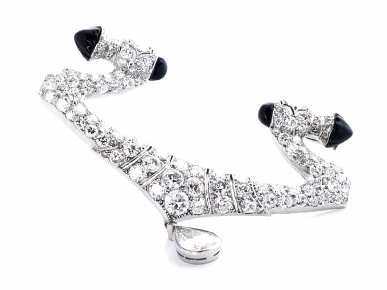 Detailabbildung:  Diamant-Onyxbrosche