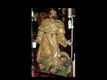 Große Halbrelief-Figur eines Heiligen in Mönchskleid