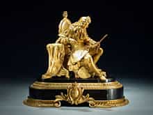Feuervergoldete Bronze - Sitzfigur des französischen Hofmalers François Boucher