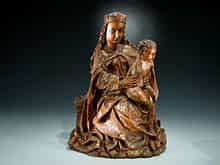 Spätgotische Schnitzfigur der Maria mit Kind
