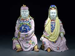  Paar sitzende Porzellan-Chinesen
