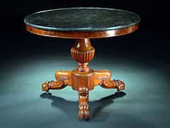  Runder Empire-Tisch in Mahagoni mit schwarzer Marmorplatte