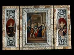  Triptychon in Holz, Elfenbein und Elfenbeinmalerei