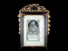  Handdwerklich schön geschnitzter Barockrahmen mit gestochenem Bildnis des Fürstbischofs