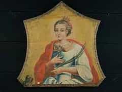  Kasein-Gemälde auf Holzplatte mit Darstellung der Hl. Margaretha