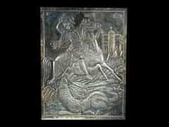  Silber-Reliefplatte mit Heiligendarstellung