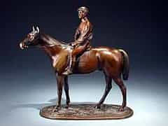  Pferde-Bronze mit Jockey-Reiter